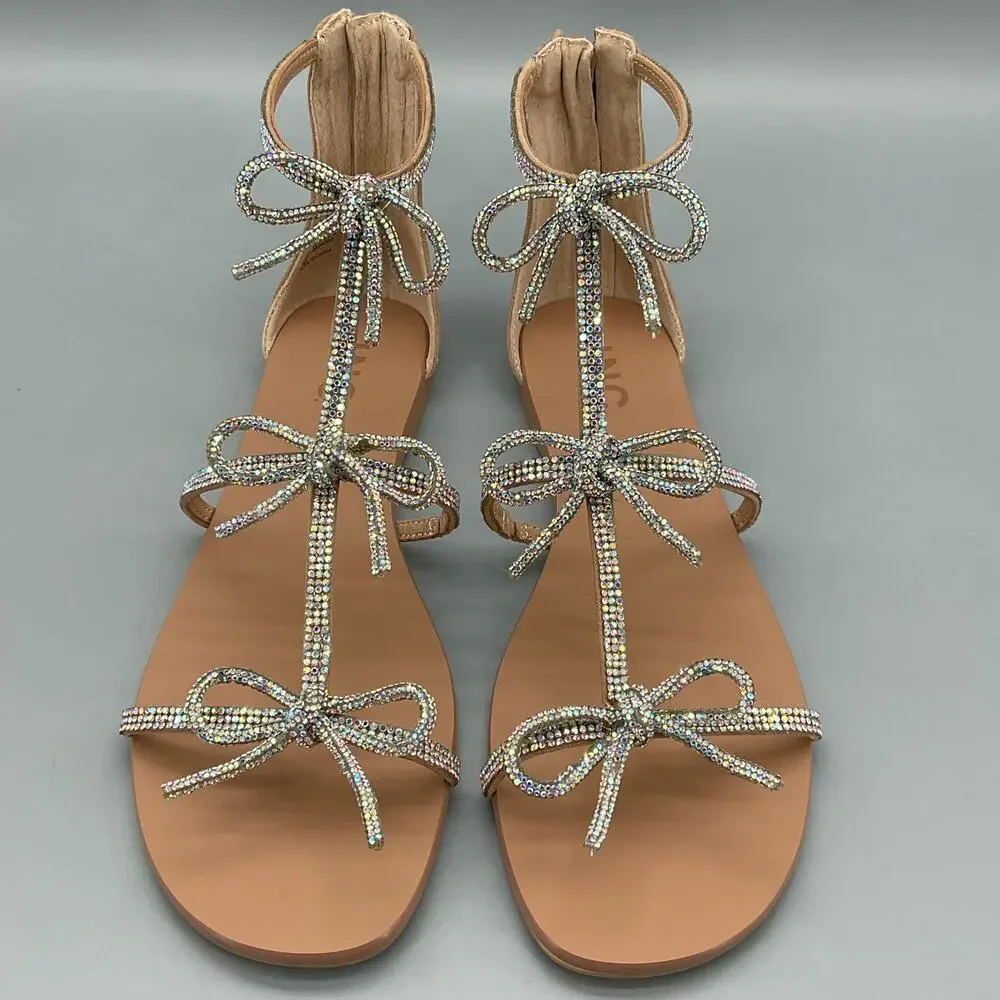 NEW I.N.C. Women’s Gertrudis Bow Flat Sandals Beige Size 8M